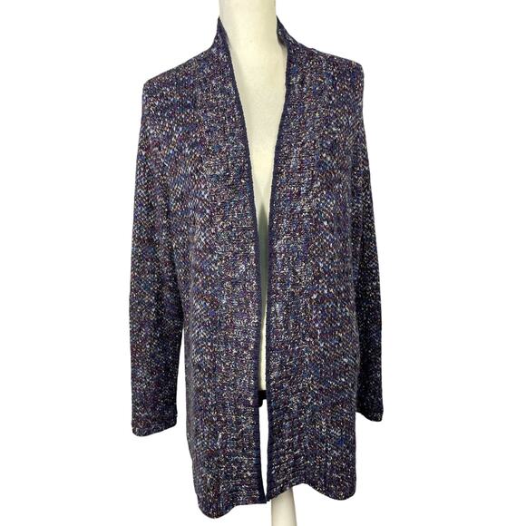 Multicolor Jewel Tone Knit Open Cardigan, Size 18 Plus, Blue, Teal, Purple, Gold - Picture 1 of 7